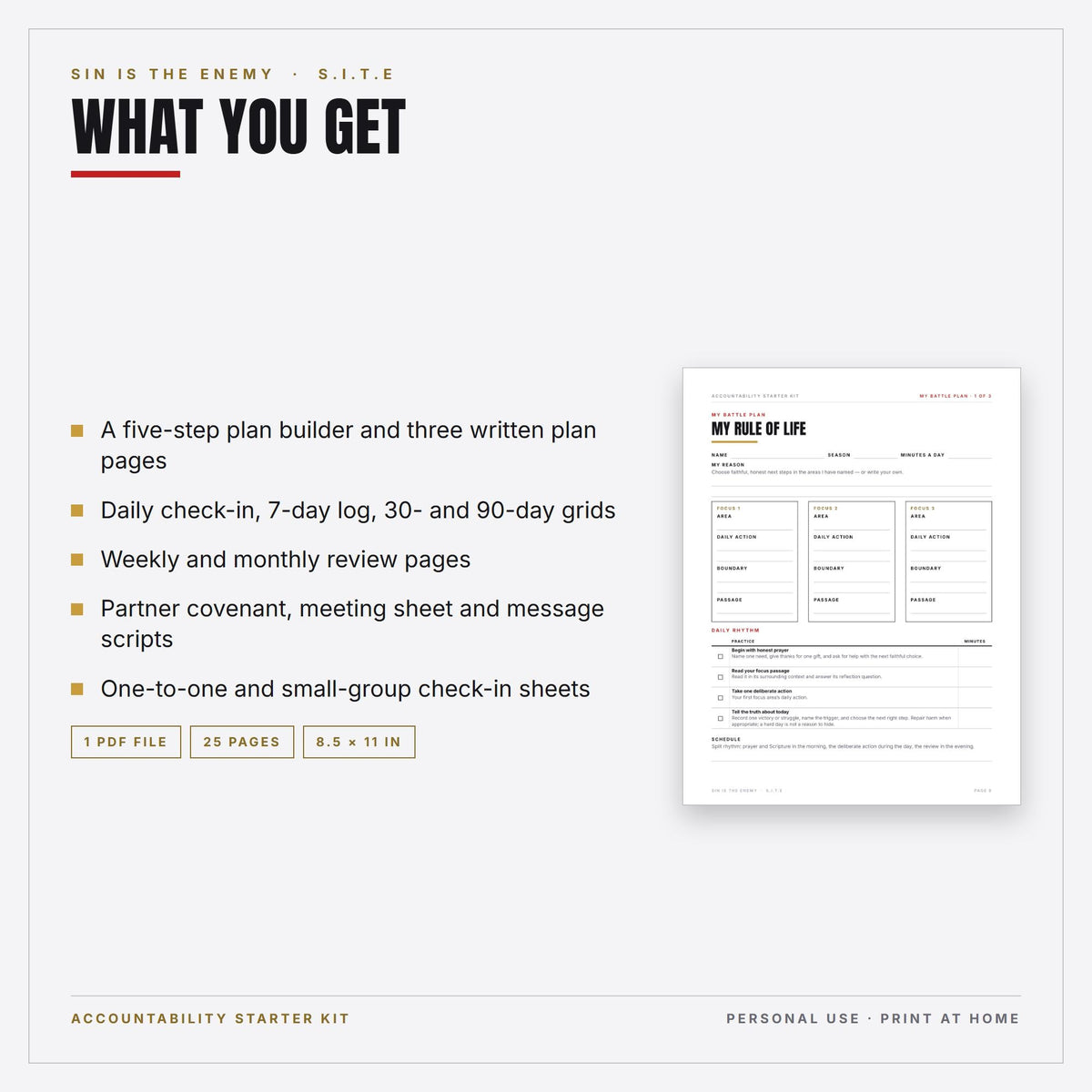 Christian Accountability Starter Kit Printable PDF | Mens Accountability Plan, Daily Tracker, Partner Covenant | Instant Download