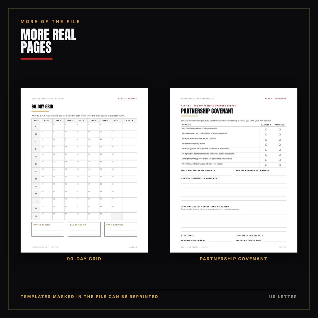 Christian Accountability Starter Kit Printable PDF | Mens Accountability Plan, Daily Tracker, Partner Covenant | Instant Download