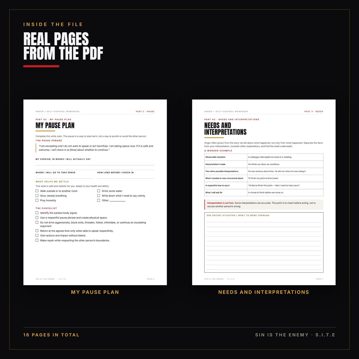 Anger and Self-Control Workbook Printable | Christian Men Escalation Map, Pause Plan, Incident Log, Repair Tracker | PDF Download