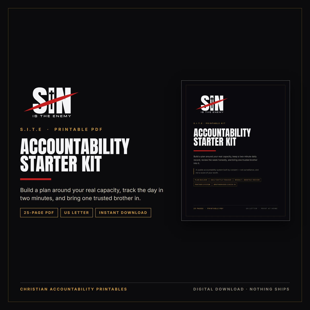Christian Accountability Starter Kit Printable PDF | Mens Accountability Plan, Daily Tracker, Partner Covenant | Instant Download